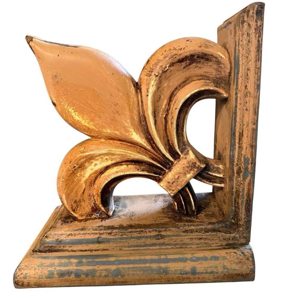 Fleur-de-lis Wood Book Stop - Picture 2 of 11